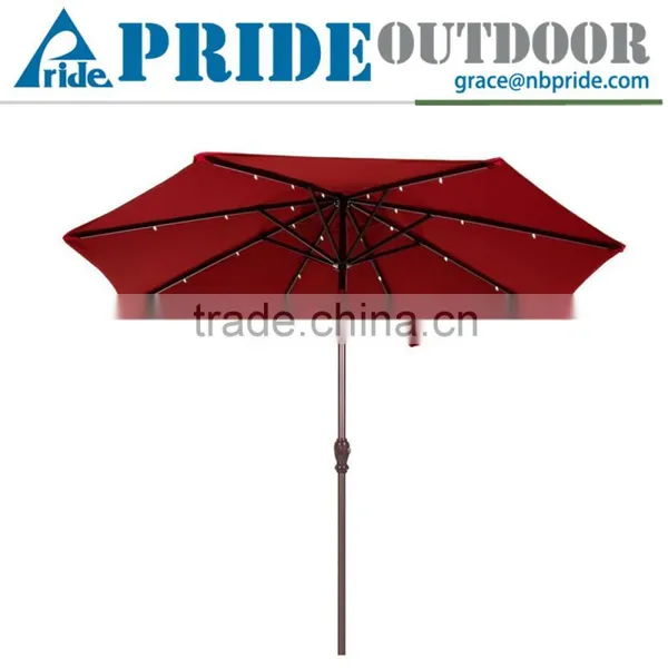 Multifunction Patio 9 ft Round Aluminum Solar Powered 24 Garden Outdoor Light Led Umbrella