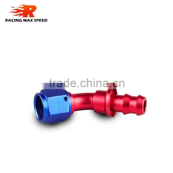 Aluminum Oil Cooler Push on Fitting 45 Degree Push on Hose End Blue and Red 10-045-10 photo-3