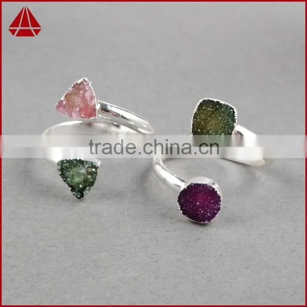 Druzy Wrapped Stone Ring in Sterling Silver Gems Ring Silver Rings With Cheap Price photo-5