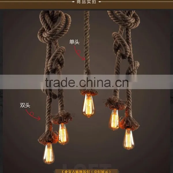 Retro DIY Art Hemp Rope Pendant Light 250cm Creative Art Chandelier E27 Lamp Length Can be Customized photo-4