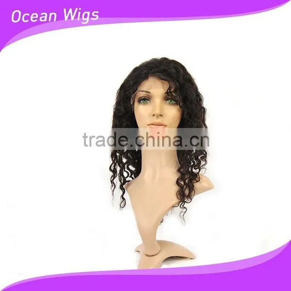 Human Hair Front Lace Wig, Deep Wave,18", Natural Color photo-2
