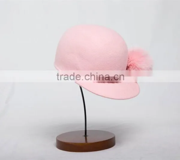 Cute Girls Pink Winter Wool Felt Hat photo-2