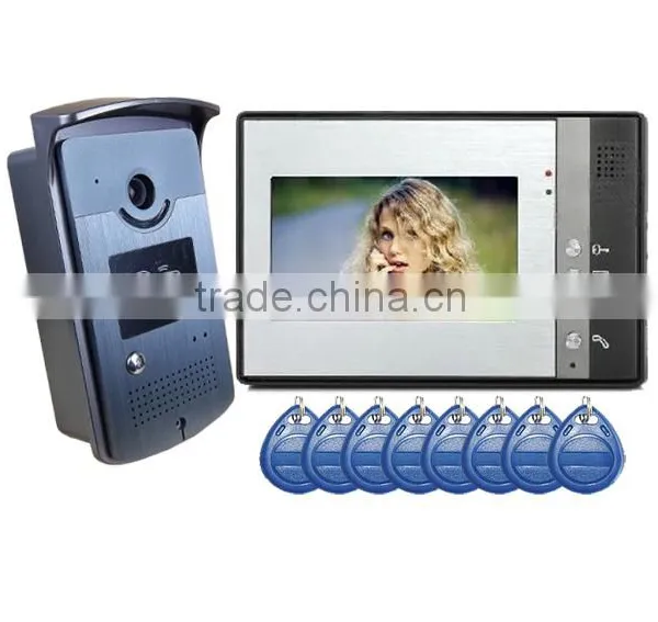 Apartments 7" Monitor Home Color Video Door Phone Intercom System Kit Support ID Card Unlock + Power Supply +Electric Control L photo-2