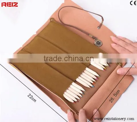 Leather Pen Bag for Color Pencil or Kids Use With Map photo-2