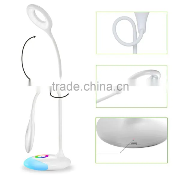 RGB Color Changing Light LED Table Desk Reading Lamp With Touch Switch Ringlike Rechargeable Dimmable Atmosphere Lights photo-4