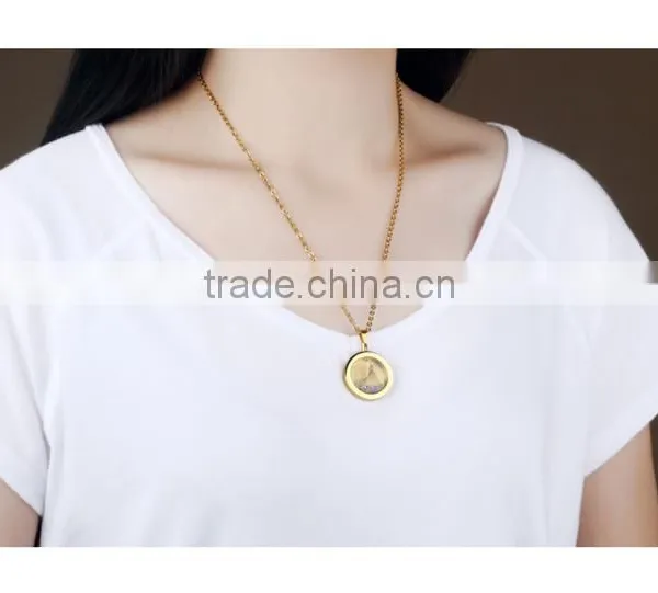 316L Stainless Steel Good Quality Cubic Zircon 24k Gold Pendant photo-6