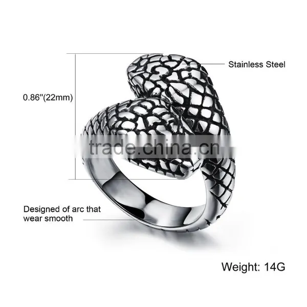 Christmas Men Gift Stainless Steel Jewelry Antique Silver Python Fake 18k Snake Ring photo-6
