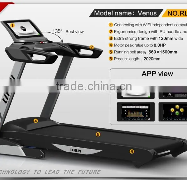 Light Commerical Treadmill With TV 15.6 Touch Screen Pad . Max.loading 180kgs ,Speed From 1-20km/h photo-2