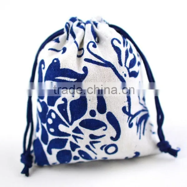 Blue and White Porcelain Small Drawstring Jute Bag China Supplier Supplier's Choice photo-5