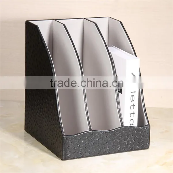 Special Offer Desktop Leather File Holder High-grade Commercial Office Information Creative Three Column File Frame photo-3
