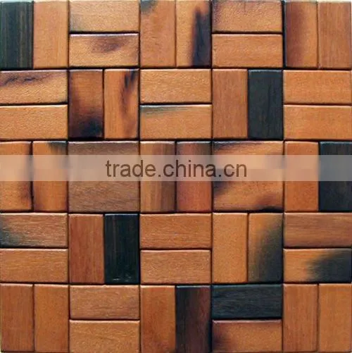 HMK9 European Style Wood Mosaic Artwork Wall Tile