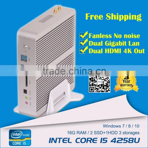 Promote Smart Mini Fanless PC With Intel Celeron i5 4258U 2.4G Turo2.9G 12V Desktop Computer Linux Server WiFi HDMI VGA 4K photo-3