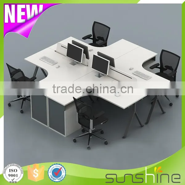 Office Workstations Modern Design for 4 Person Size W2400*D1200*H750 With Wire Trough photo-6