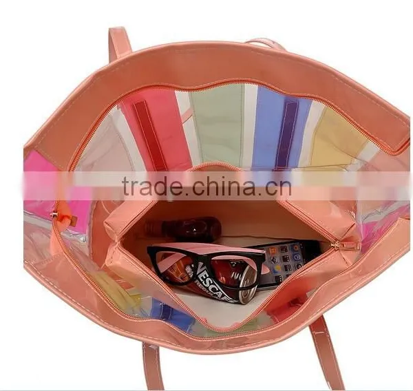 Fashion and Rainbow Transparent PVC Summer Beach Bag for Wholesale photo-6