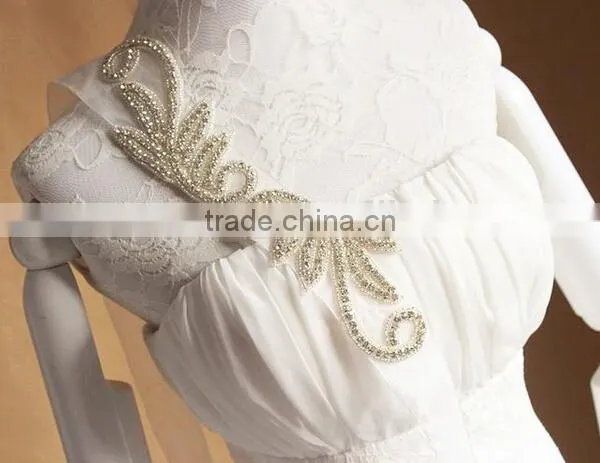 28*6.5cm Fancy 888 Stones Bridal Sash Rhinestone Trim Applique photo-3
