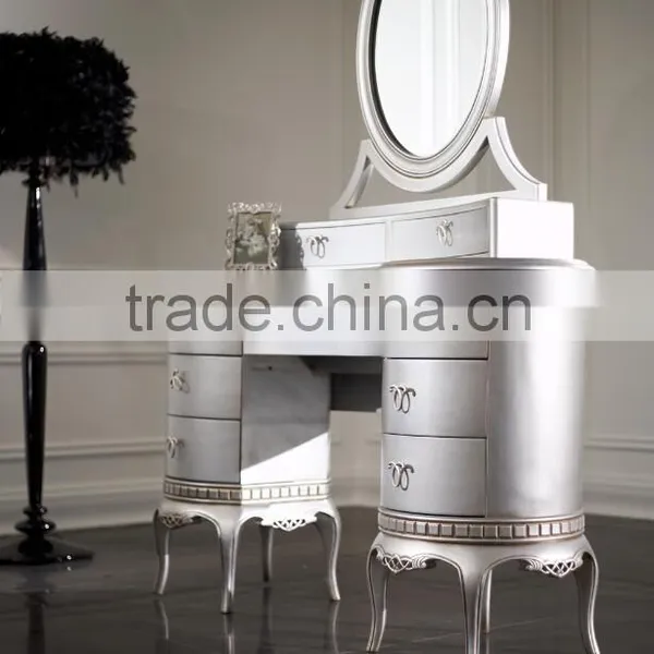 Luxury Royal France Style Antique Type Bedroom Furniture Set Bed Bedside Table Wardrobe Dressing Table Bench Royal Chair Commode photo-4