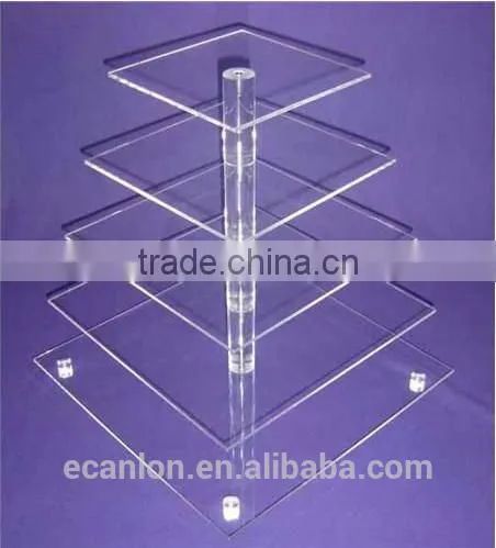 Clear 5 Tier Square Floor Cake Stand