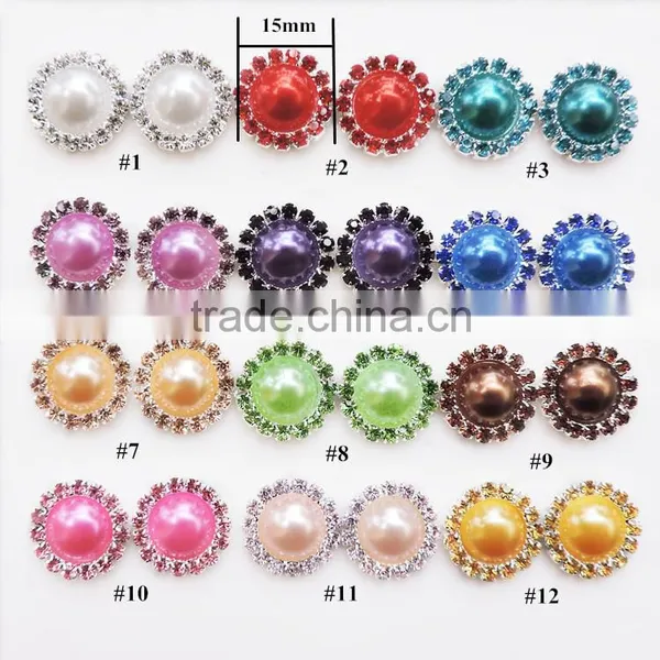 SALE Rhinestone Button Brooch Embellishment Pearl Crystal Wedding Brooch Bouquet Cake Hair Comb