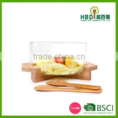 High Quality Bamboo Salad Bowl With Spoons,natural Living Bamboo Salad Bowls Wholesale photo-4