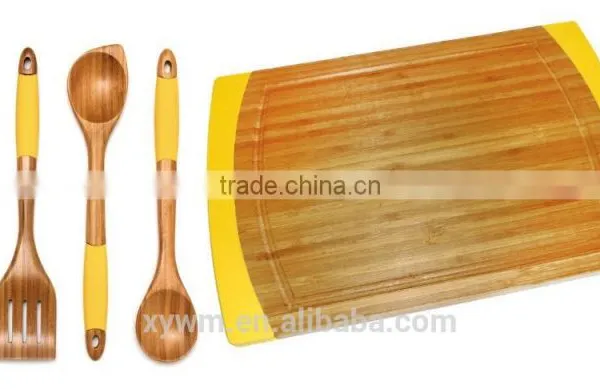 Bamboo Cutting Board and 5 Piece Kitchen Tools With Silicone Handles photo-6