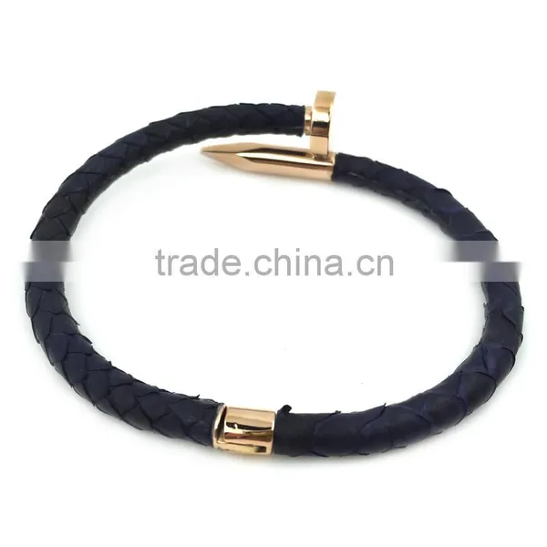 TOP QUALITY Stainless Steel Python Nail Bracelet 18K Gold Plated Women Jewelry Nail Screw Cuff Bangle photo-4