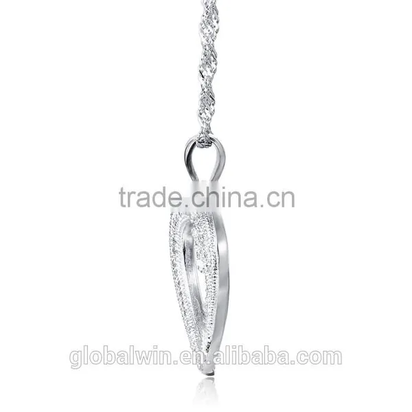 Custom Fashion Vietnam Silver Jewelry Diamond Heart Pendant Necklace photo-2