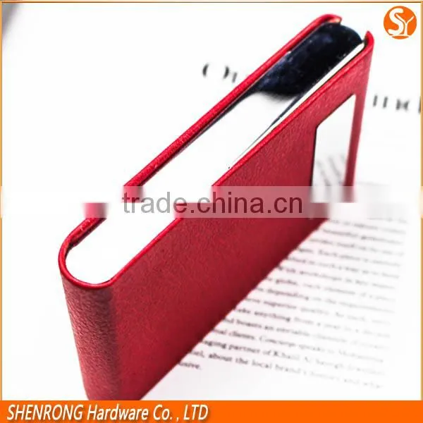 Vertical Foldable Red PU Leather Name Card Holder , Credit Card Case With Magnet Snap photo-4