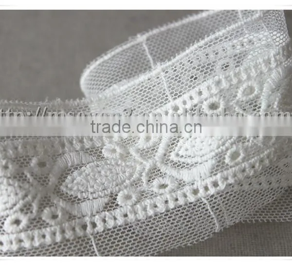 Garment Decoration 4cm White Net Embroidery Lace Trim on Wholesale photo-6