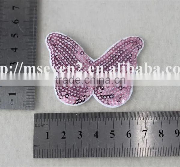 Good Looking Pink Butterfly Woven Embroidery Patch in Sequin Material for Sale photo-6