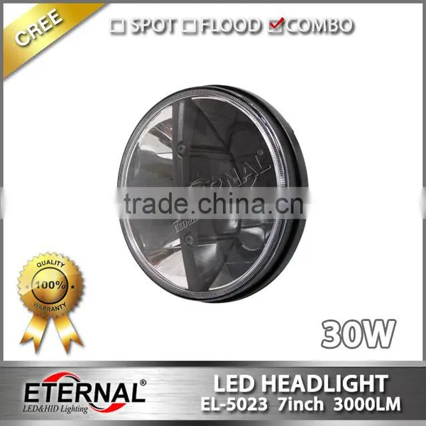 7in Round Off-road Truck SUV Cars 4x4 Vehicles High Power 30W Dual Sealed Beam LED Headlight photo-2