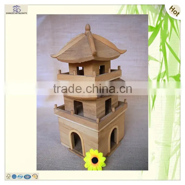Paper Bird House Three Layer Wood Chinese Tower photo-3