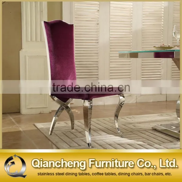 Velvet High Back Stainless Steel Dining Banquet Chair photo-5
