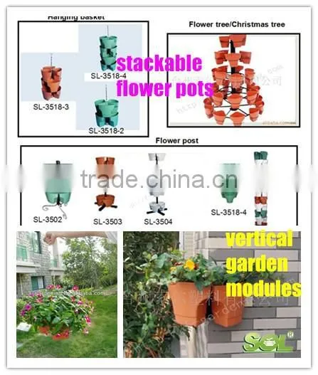 Stackable Plastic Flower Pots Plastic Pottery Corner Planter Vertical Garden Modules photo-2