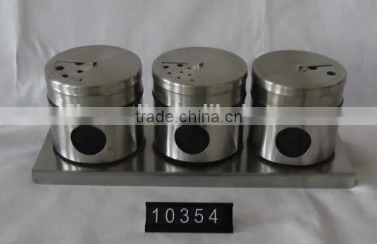 6 Pieces Mat Shinning Stainless Steel Coated Empty Spice Jars With Stand photo-2