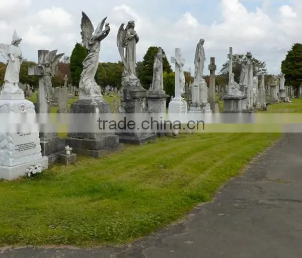 Outdoor Decoration Marble Life Size Stone Angel Statues for Cemetery photo-3