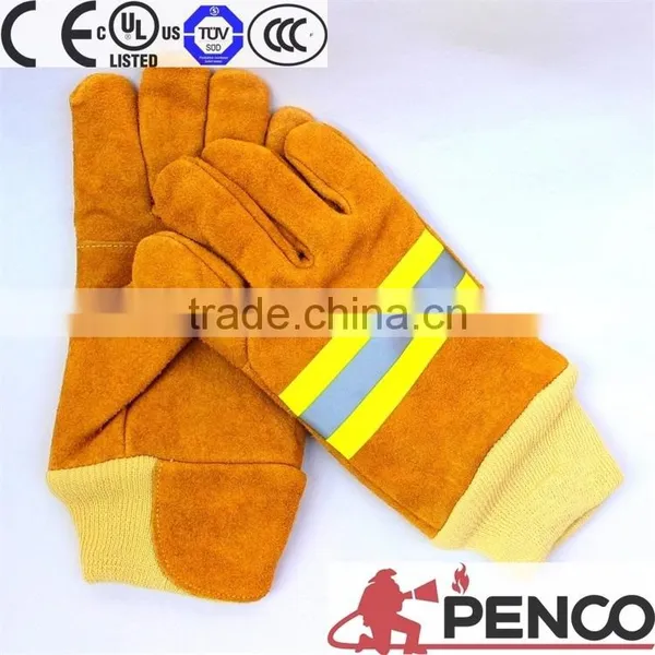 Firefighter Cowhide Leather Elastic Cuff 3 m Reflective Hand Protected Worker Engineer Working Security Cleaner Police Glove photo-2