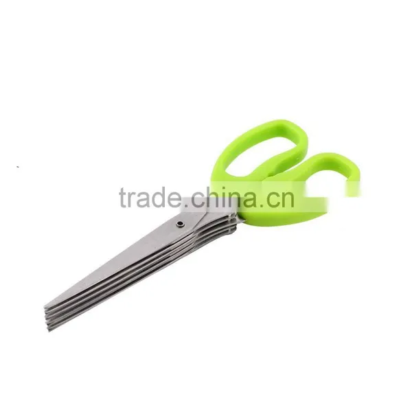 Multi-functional Stainless Steel Kitchen Knives 5 Layers Scissors Sushi Shredded Scallion Cut Herb Spices Scissors Cooking Tools photo-4