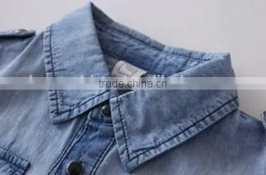 2015 Latest Shirt Designs for Boys Short Sleeve Denim Shirts for Boys Cowboy Shirt for Boys photo-3