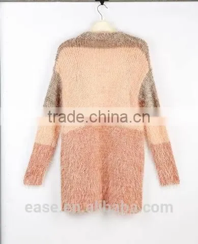 V Neck Men Cardigan Striped Fashion Mohair Sweater photo-2