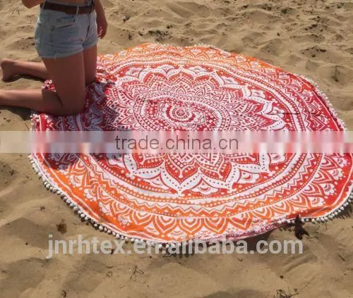 Custom Cotton Printing Round Beach Towels With Tassels photo-3