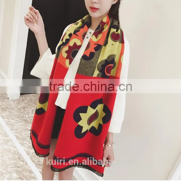 2016 Luxury Brand Cashmere Scarf For Women Sunflower Pattern Pashmina Cashmere Shawls Winter Women Blanket Scarf photo-4