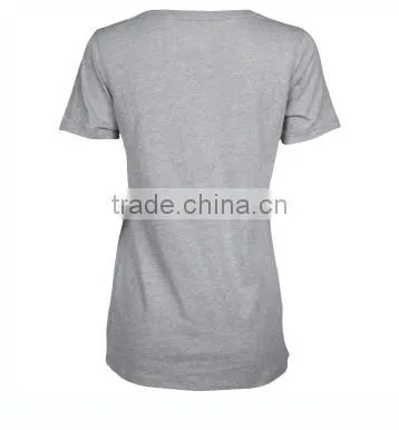 Ladies Short Sleeve Gym Wear 100% Cotton Clothes for Women v Neck Design Breathable Tshirts photo-2