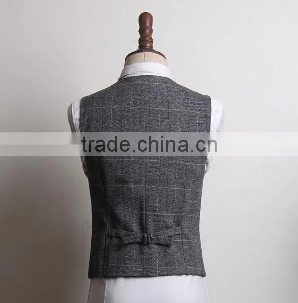 2017 Fashion Latest Design China Factory Boy Formal Customised Plaid Waistcoat photo-2
