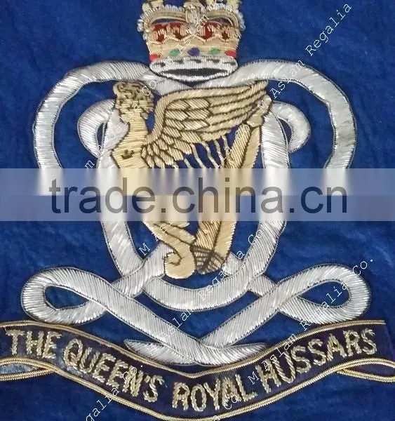 Hand Embroidered Bullion Wire Banner With Gold Braid photo-2