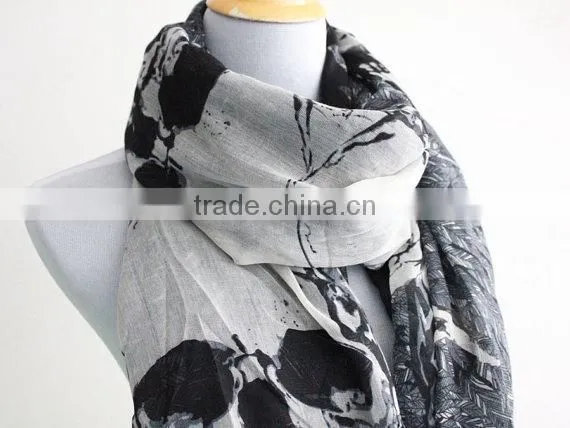 Skull and Leaf Scarf Large Skull Scarf With Leaves, Halloween Skull, Skulls, Halloween Skulls, Holiday photo-4