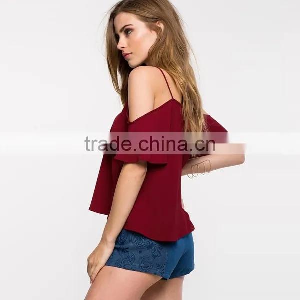 Women's Autumn/summer V Neck Loose Sweet Halter Chiffon Top Shirt photo-2
