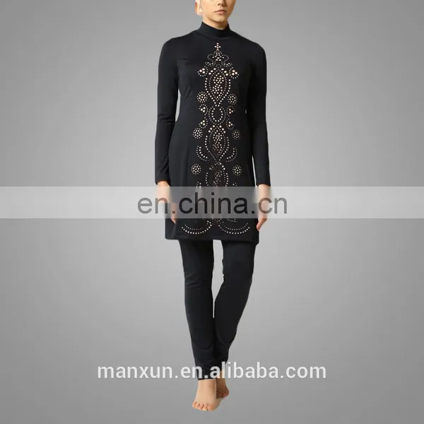 Muslim Women Beading Swimming Suit Traditional Two Pieces Swimwear Soft for Wearing photo-2