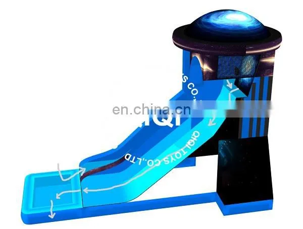 Time Travel Theme Free Fall Inflatable Slide With Water Pool photo-2