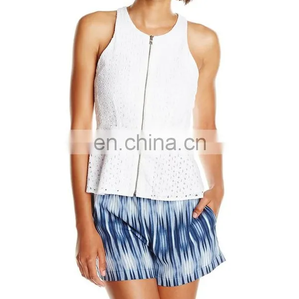 Hot Sale Most Popular Womens Fitness Tank Fahsion Top With Central Front Zipper