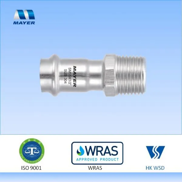 Stainless Steel Male Adapter Coupling With Male Thread Press Fitting